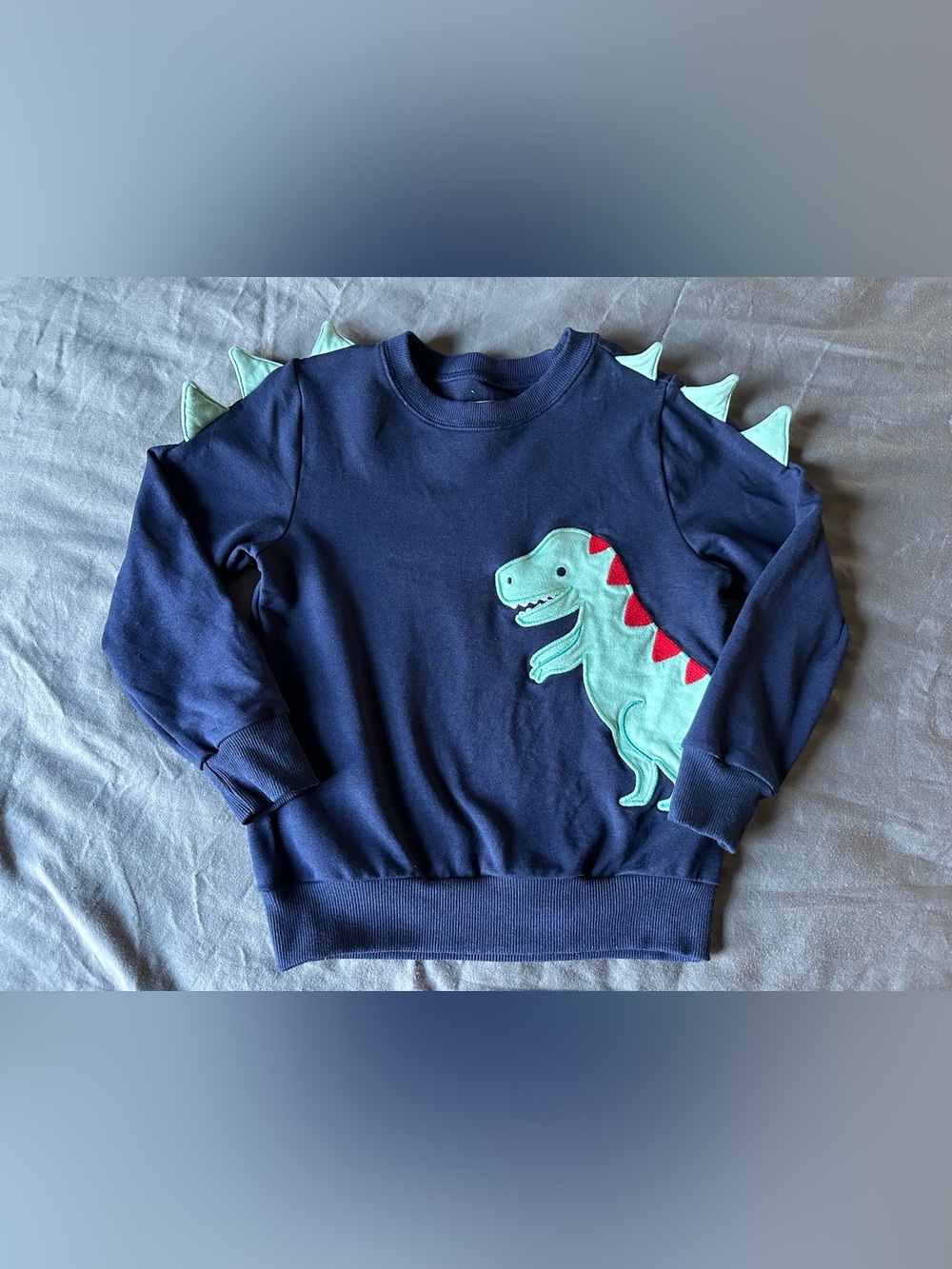 Little Sleepies Navy Sweatshirt with Mint Dino Appliqué